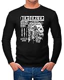 Neverless® Valhalla Berserker Odin Ragnar Lodbrok Sons of Odin - Camiseta de manga larga para hombre, diseño de calavera Valhalla Berserker Negro XXXL