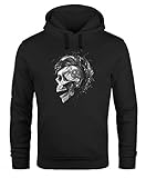 Neverless® - Sudadera con capucha para hombre, diseño punk Mohawk con calaveras Calavera punk negra. XL