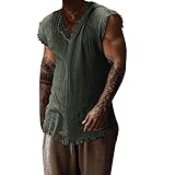 Camiseta sin mangas para hombre, vintage, moderna, punk, sin mangas, ropa de hip-hop, chalecos de algodón, para exteriores, holgados, para deportes, correr, color sólido, cuello en V, camiseta de