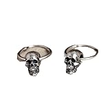 ZLING Pendiente De Aro con Abalorios De Calavera De 5x6mm, Pendientes Vintage De 100% Plata De Ley 925 con Calavera, Piercing Gótico Punk para Oreja, Pendiente Colgante