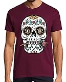 latostadora Camiseta Manga Corta Calavera Mexicana para Hombre - Burdeos XL - Ref. 2437862-P
