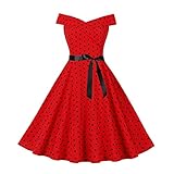 Genérico Vestido Vintage Pin Up Elegante Sin Mangas Rockabilly de Año 50-70 Estilo Audrey Hepburn para Fiesta Con Volantes Ruched y Lunares