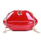 EVEOUT Bolso de Noche para Mujer con Labios Rojos Sexy Embrague de Fiesta Bolso Bandolera con Bandolera