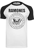 MERCHCODE Ramones Circle Raglan Tee, Camiseta Hombre, Blanco/negro, M
