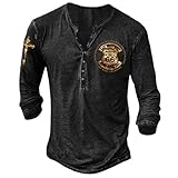 Camiseta Hombre con Estampado Digital 3D Patrón De Calavera Creativo Único Diseño Personalizado Cuello En V Sudadera De Manga Larga Hombre CTY-14 L