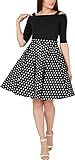 BlackButterfly Vintage De Lunares Estilo De Los 50 Falda Acampanada (Negro, L)