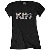 KISS Camiseta Ajustada Oficial con Logo de Diamante - Negro L