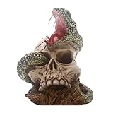 Vosarea Adorno de escritorio de resina para Halloween con diseño de calavera de animales de serpiente horrible accesorio para bar casa encantada