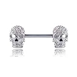 EmNarsissus Piercing para el pezón con Diamantes de imitación para la Cabeza de Calavera, Piercing para el pezón, Piercing para el pezón, Piercing para el Cuerpo para Mujer