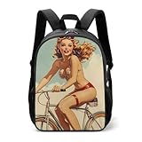 Mochila casual vintage con pin-up, divertidas mochilas de viaje para mujeres y hombres