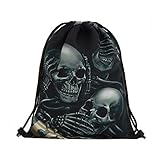 TENDYCOCO Mochila con cordón de Calavera de Halloween Bolsa de Almacenamiento de Compras Impresa Mochila para Mujeres Hombres