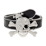 CWCYYDSYY Cinturones con tachuelas de calavera Y2K Punk Hip Hop de piel sintética con ojales para Halloween Cosplay, Negro-2, Large