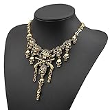 YJZQ Collar vintage de calavera de Halloween para mujer, disfraz de pirata, accesorio para disfraz, dorado, A