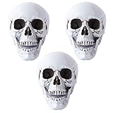 Osuter 3PCS Cabeza de Calavera Realista Horror de Calaveras Falso Cráneo Halloween Calavera Accesorios para Halloween Fiestas Jardín Interior Decoración