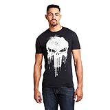 Marvel Avengers Punisher Skull Camiseta, Negro (Black Blk), Large (Talla del Fabricante: Large) para Hombre