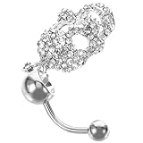 WATIIFUFU Anillo De Ombligo De Diamante De Calavera De Anillos De Ombligo De Halloween Piercing Esqueleto Cráneo Anillo De Ombligo De Acero Joyería Piercing del Ombligo