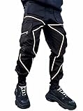 Pantalones cargo para hombre Hip Hop Techwear Harem Pantalones deportivos con bolsillos para correr Punk, Negro, Small