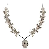 com-four® Collar Calavera para Halloween - Collar con Calavera y Colgantes de Hueso - Accesorios para Disfraces - Accesorio para Hombres y Mujeres (01 Pieza - Collar Calavera)