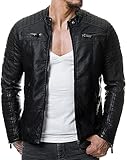 Redbridge Chaqueta de cuero sintético para hombre Cazadora de transición acanalada Negro XXL