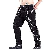 Pantalones Punk Rock para Hombre Pantalones Cargo de decoración de Metal con Personalidad Pantalones Streetwear Hip Hop