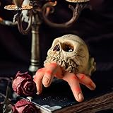 Hekasvm Decoración de calavera, calaveras y manos, modelo de simulación, decoración de Halloween para interior y exterior, decoración de terror, estatua de resina para decoración de fiesta de