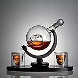Juego de Decantador de Whisky – Aireador de Rojo Vino, Accesorios de Vino - Botella de Cristal de 850 ml – 2 Vasos de Whisky – Set de Regalo – Alcohol Regalo Para Hombres