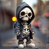 xinrongda Cool Skeleton Figurines, Estatua de Calavera de Resina Gótica, Halloween Gothic Resin Skull Statue, Decoración De La Sala De Figuras para el hogar, la Sala de Estar y el Escritorio (A)