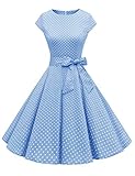 Dressystar DS1956 - Vestido, estilo Audrey Hepburn, clásico, retro, años 50 y 60, diseño con manga corta, Sky Blue, XXL