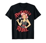Rockabilly Rebel Pin-Up Girl With Microphone Graphic Camiseta