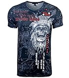 Subliminal - Camiseta de hombre con estampado de calavera de cuello redondo BX105, Negro , M