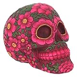 Nemesis Now - Figura con forma de calavera decorativa, diseño de flores, Rojo, 14.5 cm