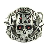 Hebilla de Cinturón de Calavera Vaquero Occidental - Metal Lucky 13 para Hombre, Cabeza de Fantasma Gótica, 3.1 x 2.5 Pulgadas, 2.33 oz
