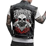 tinetill Hombre Denim Chaleco Sin Mangas Chalecos De Motorista Calavera Punk Chaleco Clásico Vintage Vaquero Chaqueta Estampado Chaleco