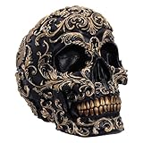 Nemesis Now Calavera renacentista de 19 cm, Resina, Negro y Dorado, patrón de Estilo Barroco Dorado, Adorno de Calavera Negra, decoración gótica, fundida en la Mejor Resina, Pintada a Mano por