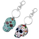CLISPEED 2 Piezas Llavero Calavera Joyas De Acero Inoxidable Para Mujer Llavero De Cabeza De Calavera De Halloween Llaveros De Calavera Para Mujer Mexicano Metal Perder México Universal