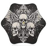 GAIREG Paraguas de lluvia para niño, Calaveras con alas en negro, 35' Canopy