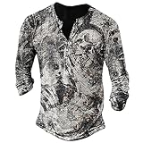 Camiseta vintage de algodón con calavera para hombre, camiseta de manga larga gótica 3D, camiseta de gran tamaño, ropa de hombre, ropa punk Streetwear-OFSX-00101, M