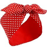 Bandana blanca de lunares diadema de hilo retro accesorios para el cabello para mujeres y niñas (rojo)