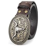 HilyBony Western-Belts - Cinturones de piel sintética con hebilla de calavera y toro para jeans, Café con toro de calavera, for 31-35''waist