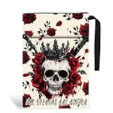 Hobbspring 1 funda para libro con cremallera, 34 x 24 cm, diseño de calavera, para libros de bolsillo, con diseño de rosa, para estudiantes, profesores y amantes de los libros