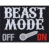 Beast Mode ON/Off Fitness Parche Heavy Metal Patch Patch Death Festival Dark Punk Patch Trash Rocker DIY Chaleco vaquero/Pantalones vaqueros/Exterior 80 x 60 mm