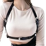 JSMTKJ Cinturón de chaleco punk, Punk Cinturón de Arnés de Cintura para Mujer Cuerpo de Cuero PU Cadena de Pecho Ajustable Cinturón para Rave Cosplay Disfraz