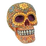 Jones Home & Gift - Hucha Naranja Floral Candy Skull - Moderno - Decoración para Día de los Muertos - Todos - Unisex