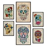 Nacnic Set de 6 posters de Calaveras vintage. Colección de láminas con estética collage para la decoración de interiores. Tamaños A3 y A4. Sin marco.