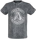 Rock Rebel by EMP Hombre Camiseta Gris con Estampado Frontal de Calavera Grande M
