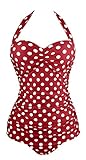 Aixy Mujer Vintage Polka Halter Cuello Traje de Baño una Pieza Monokinis