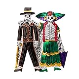 FANMEX - Fantastik - Figura de hojalata Mexicana con Parejas de Calaveras - artesanía de Dia de Muertos (Catrines)