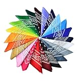 Luckwaii Bandanas Paisle, 22 Pañuelos de Colores Unisex, Pañuelo con Diseño Único Estampado, Pañuelo Multifunción,100% Algodon de Primera Calidad para Cuello, Cabeza, Adultos y Niños, 55 X 55 cm