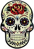 Imán de calavera mexicana (serie Mignon) con forma de calavera estilo vintage para nevera/garaje/bar. Impresión en madera