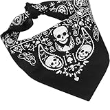 Bandana con diseño de calavera,Pañuelo Bandana Mujer Bandanas Cabeza Pañuelo Cabeza Hombre Pañuelo Negro Bufanda de Doble Faz para la Cabeza Diseño de Calaveras Blancas para Cumpleaños Halloween